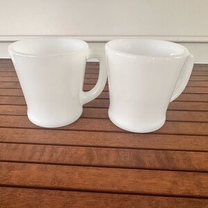 Vintage Anchor Hocking Fire King oven ware milk glass white mugs